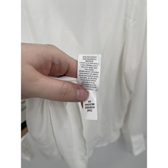 NWT Halogen Cross Faux Wrap Front White Women XXL Long sleeve Modern Blouse - Picture 9 of 10